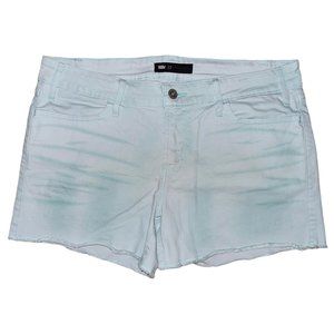Levis Distressed Frayed Raw Hem Aqua Blue Denim Jean Shorts Womens 12